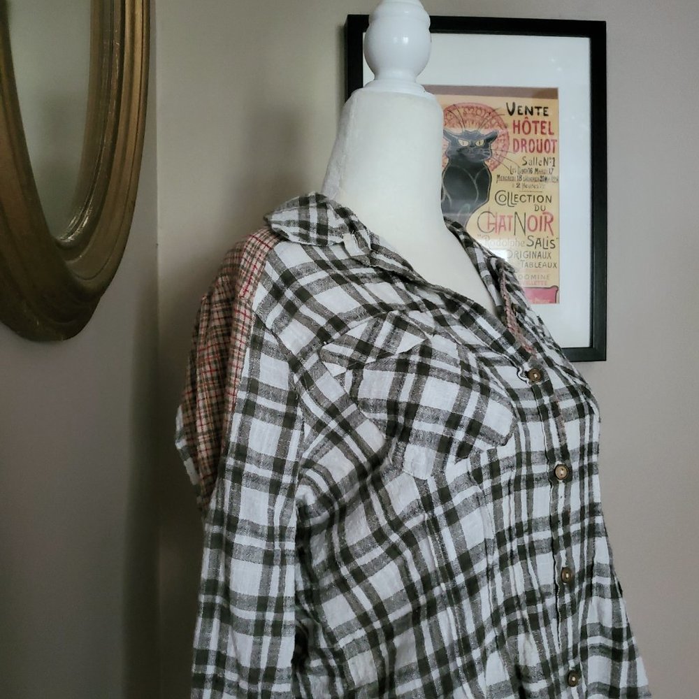 Free People Catch Up with Me Plaid Flannel Button-Down Shirt Size Small - Picture 9 of 16